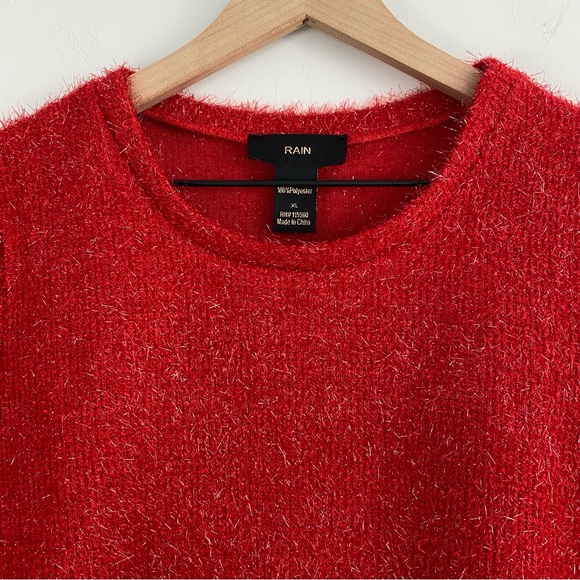 Rain Red Short-Sleeved Sparkle Textured Sweater - Picture 2 of 5